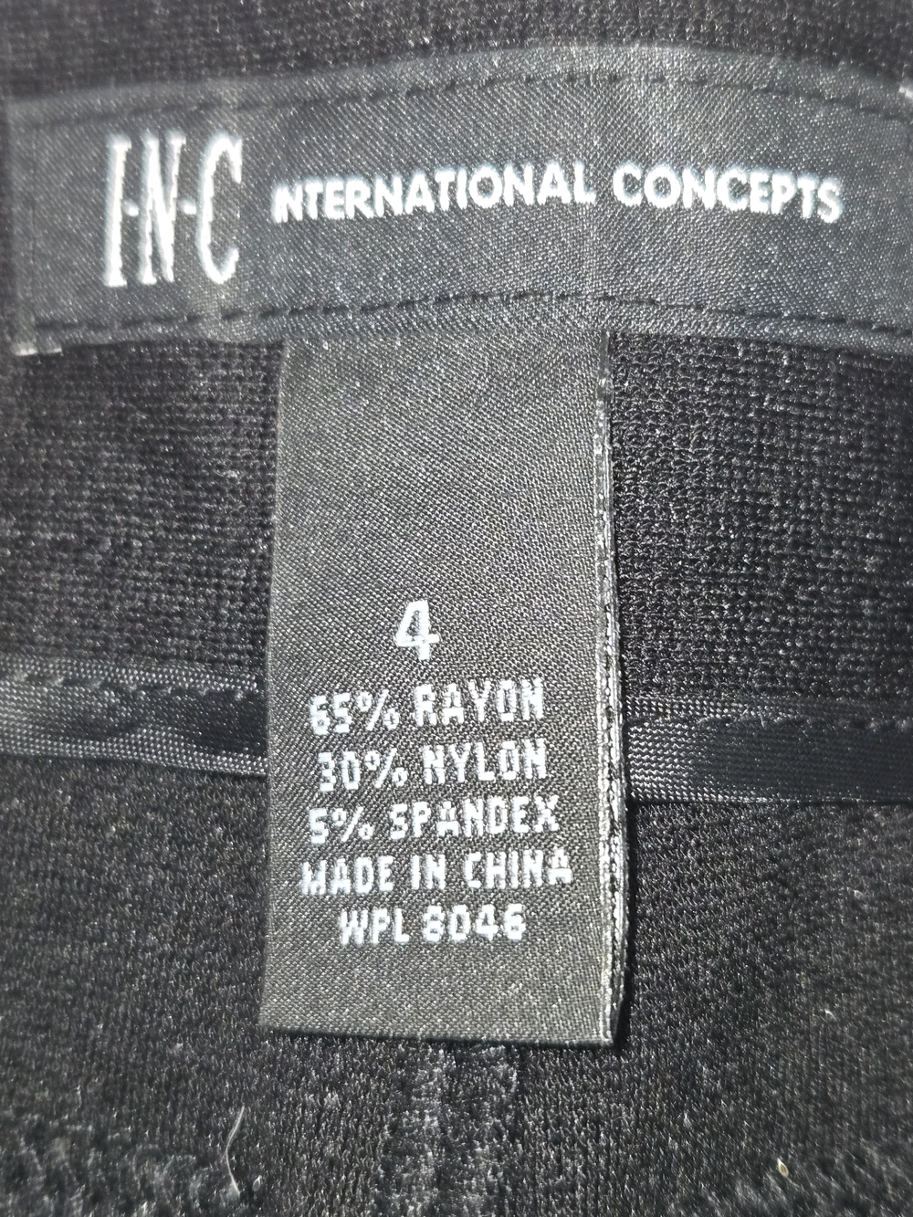 INC International Concepts Black Ponte Skinny Pants with Gold Logo Womens Size 4 - Picture 4 of 12
